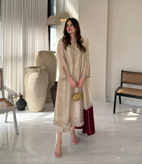 Alaya pure zari 3 piece embroidered suit