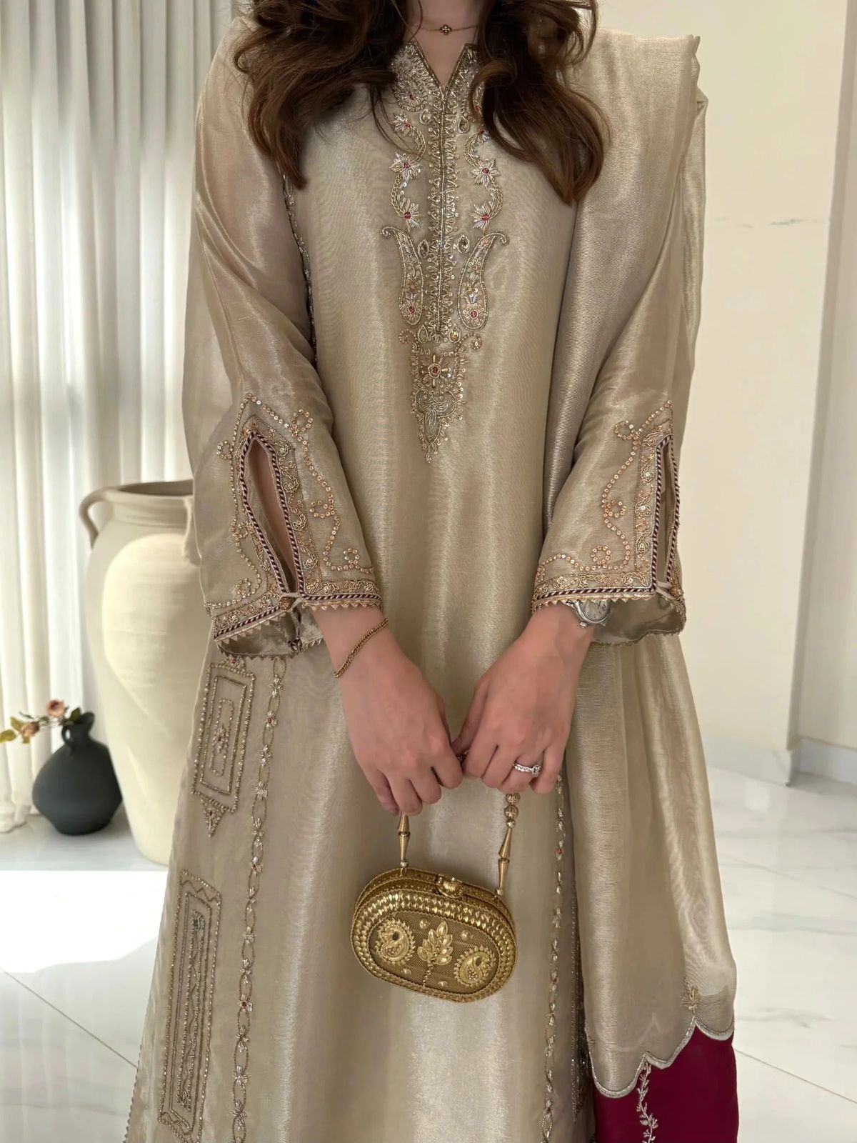 Alaya zari shirt with intricate handmade work