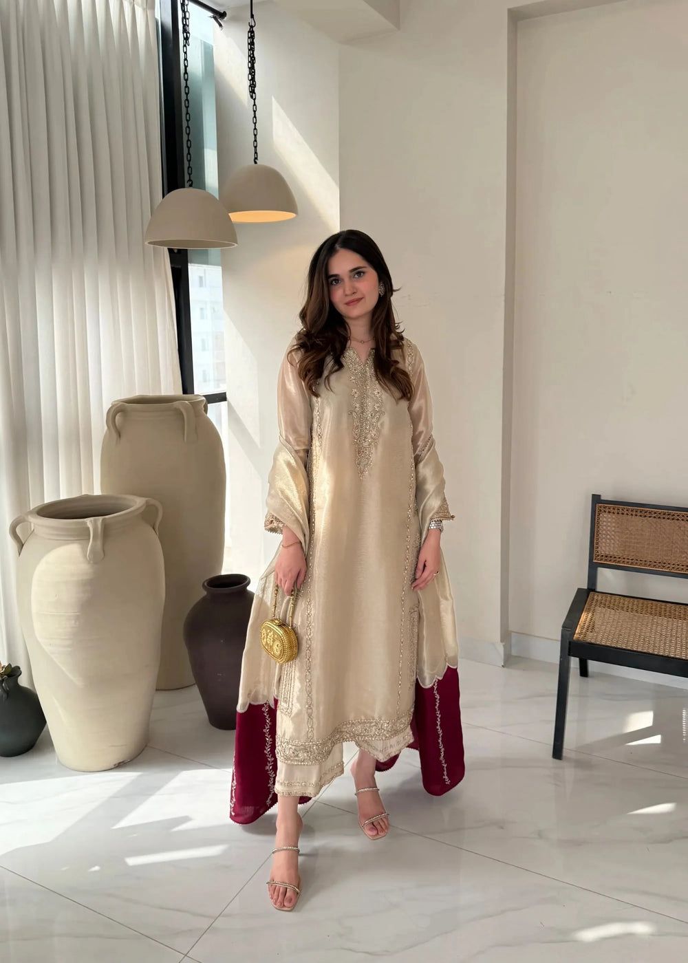 Alaya pure zari shirt with delicate embroidery