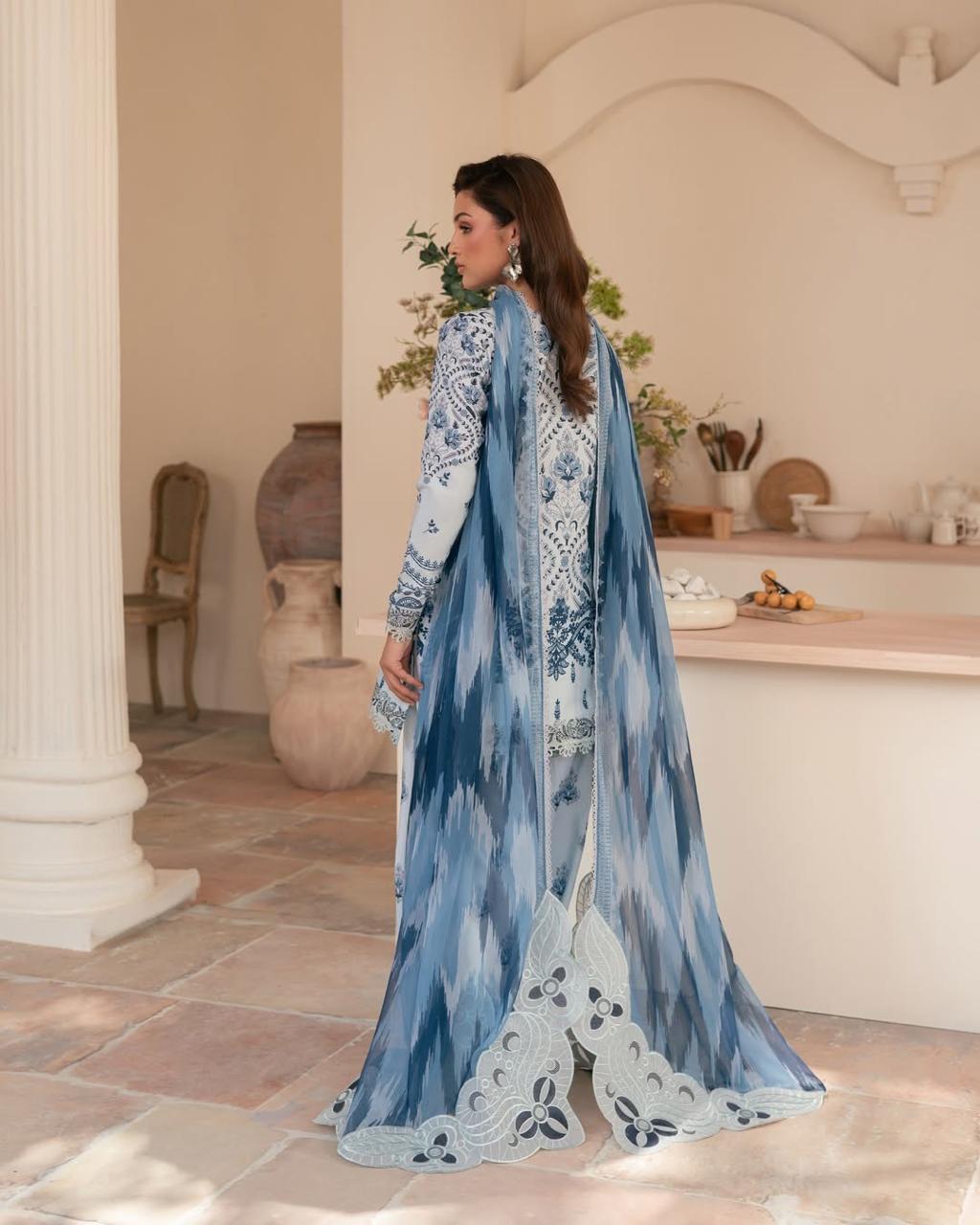 Aroha lawn shirt with lace detailed sleeves