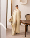 Butter Yellow 3 piece silk embroidered suit