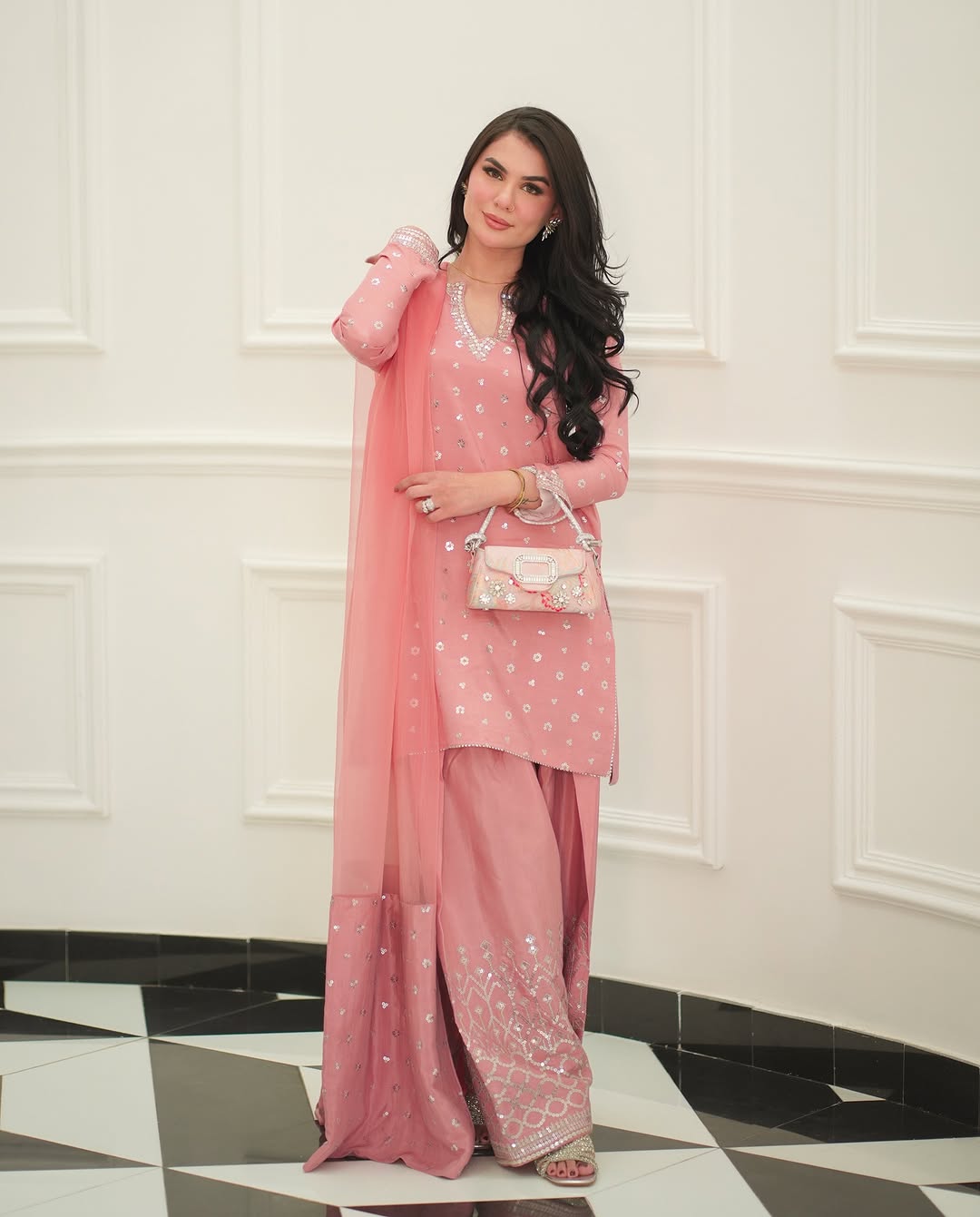 Embrose 3-piece festive suit with intricate embroidery.