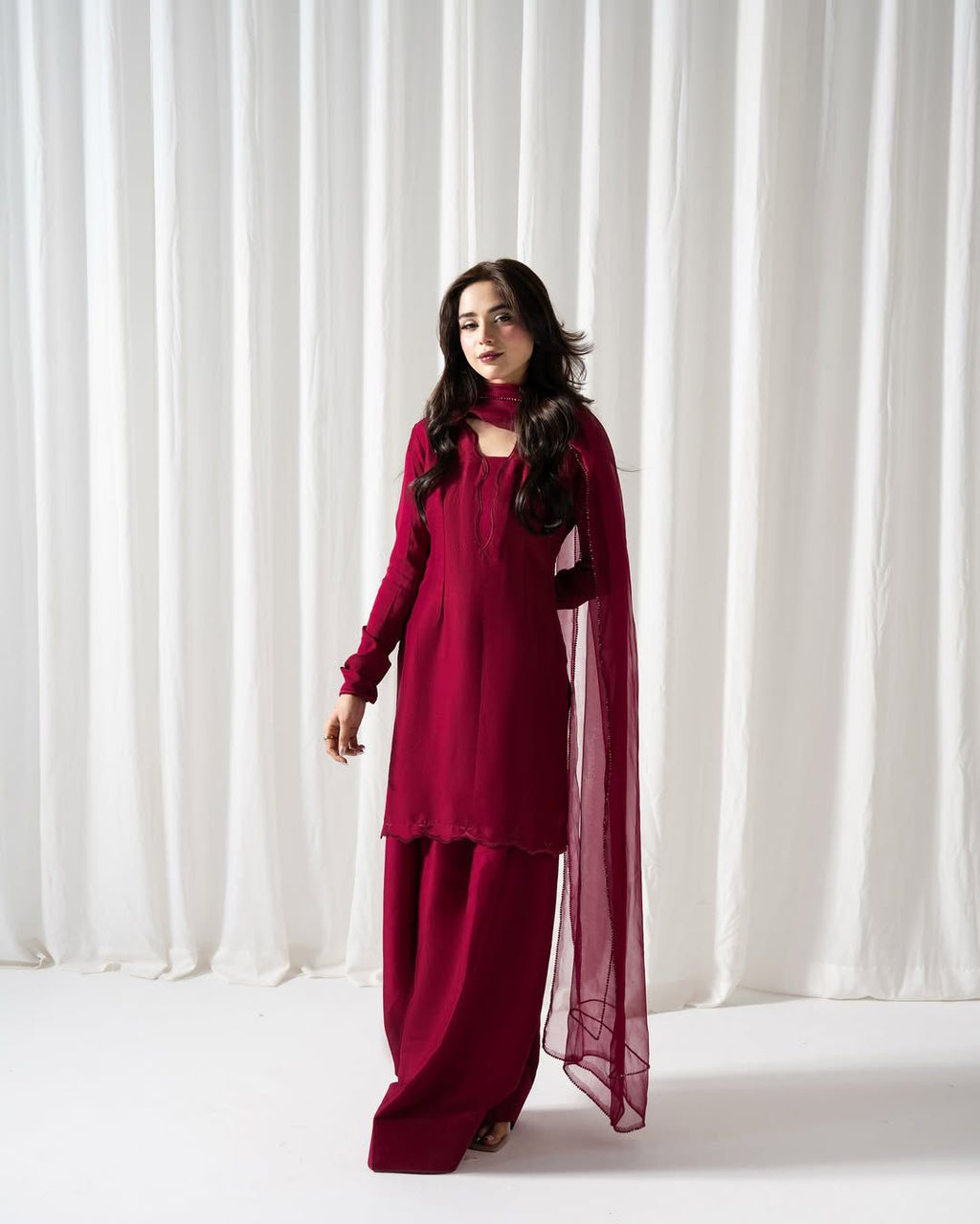Eva 3 piece silk embroidered suit