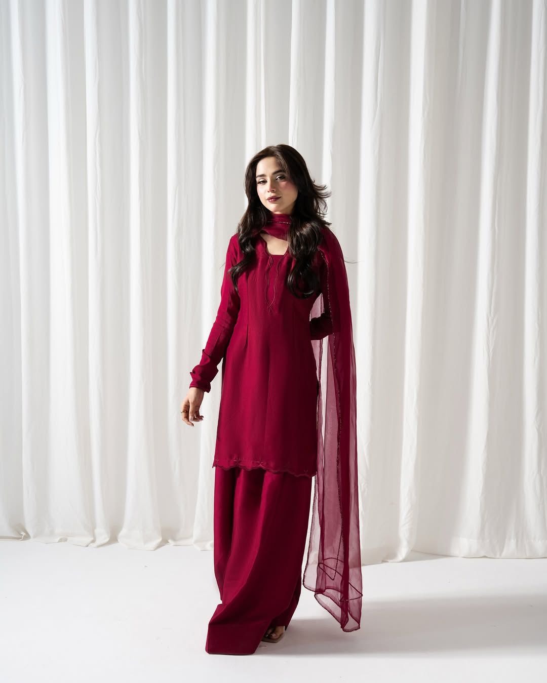 Eva 3 piece silk embroidered suit