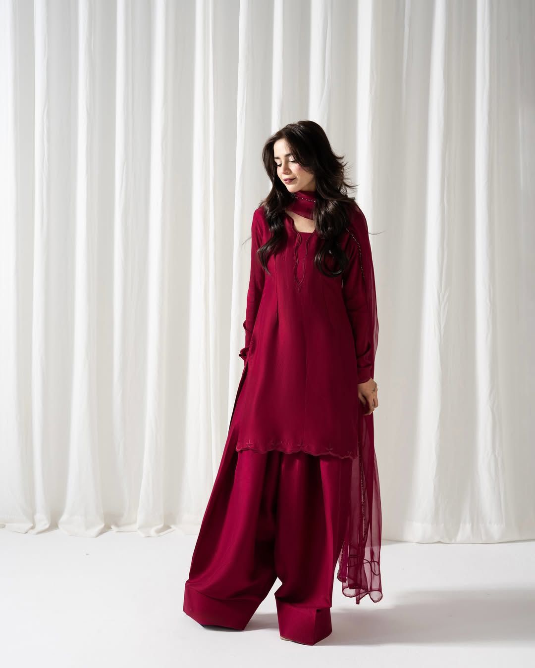 Eva intricate cutwork embroidery on shirt daman