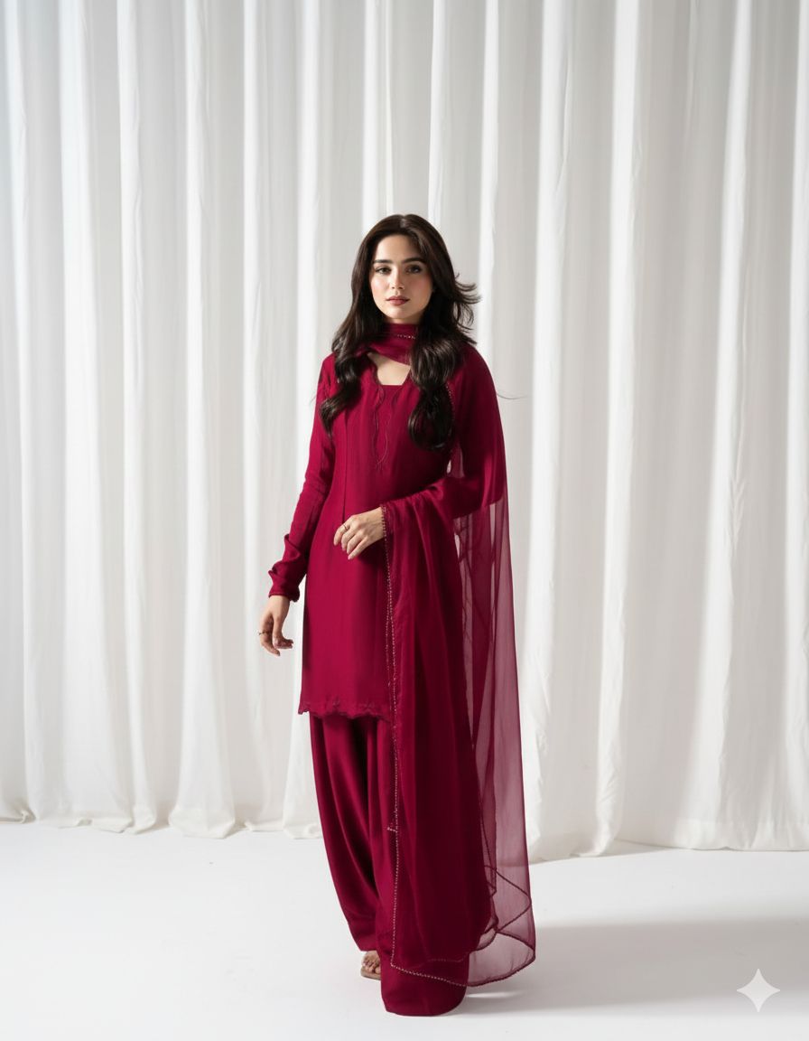 Eva graceful farshi shalwar with silk shirt