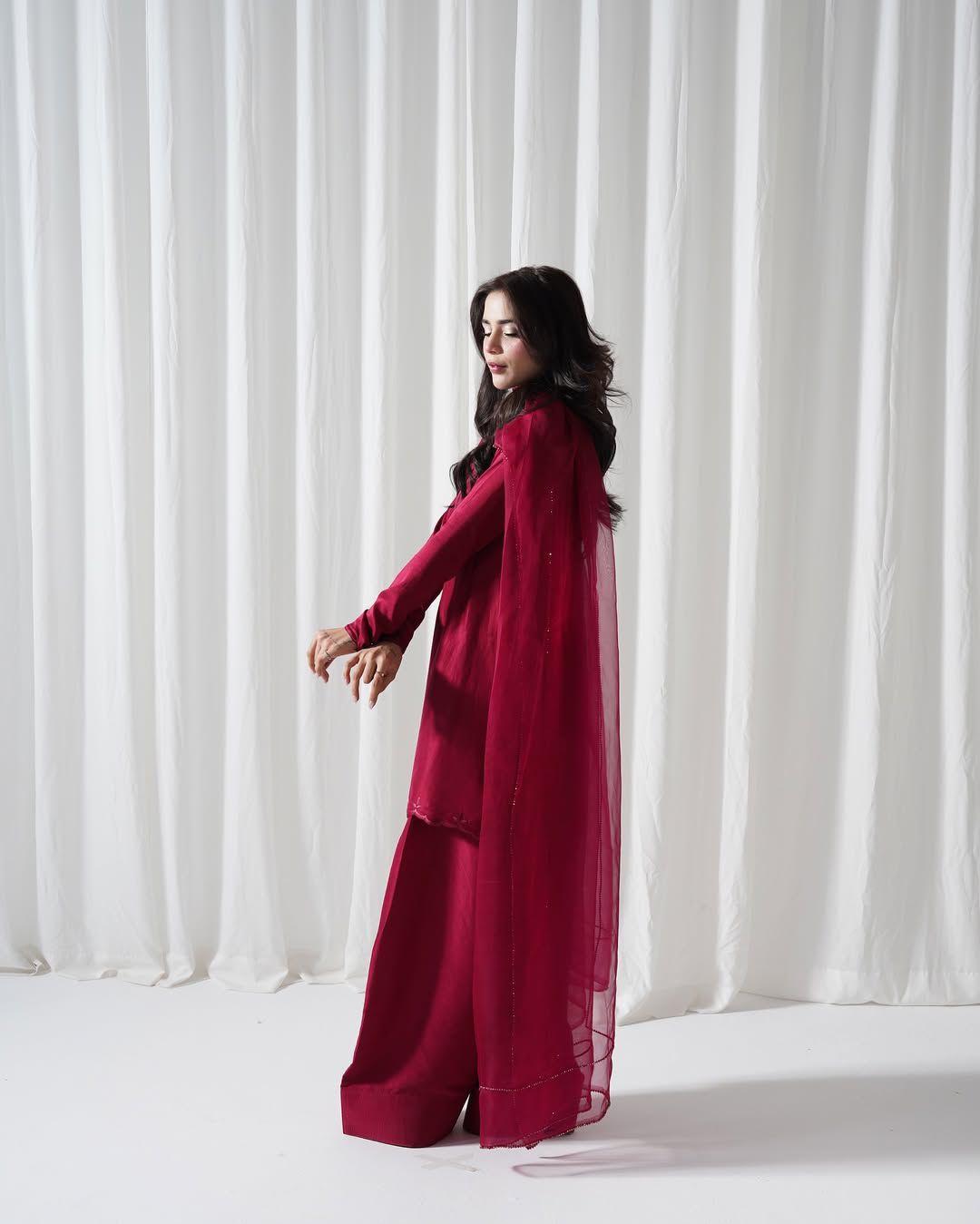 Eva organza dupatta with sequin work