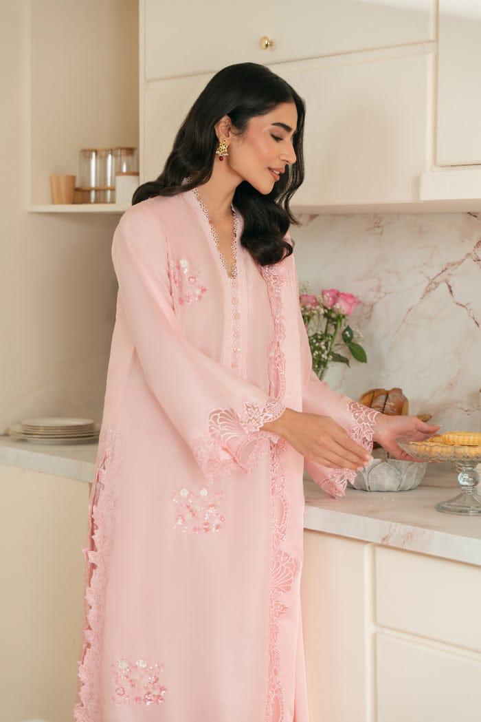 Frosty Pink shirt with intricate embroidery