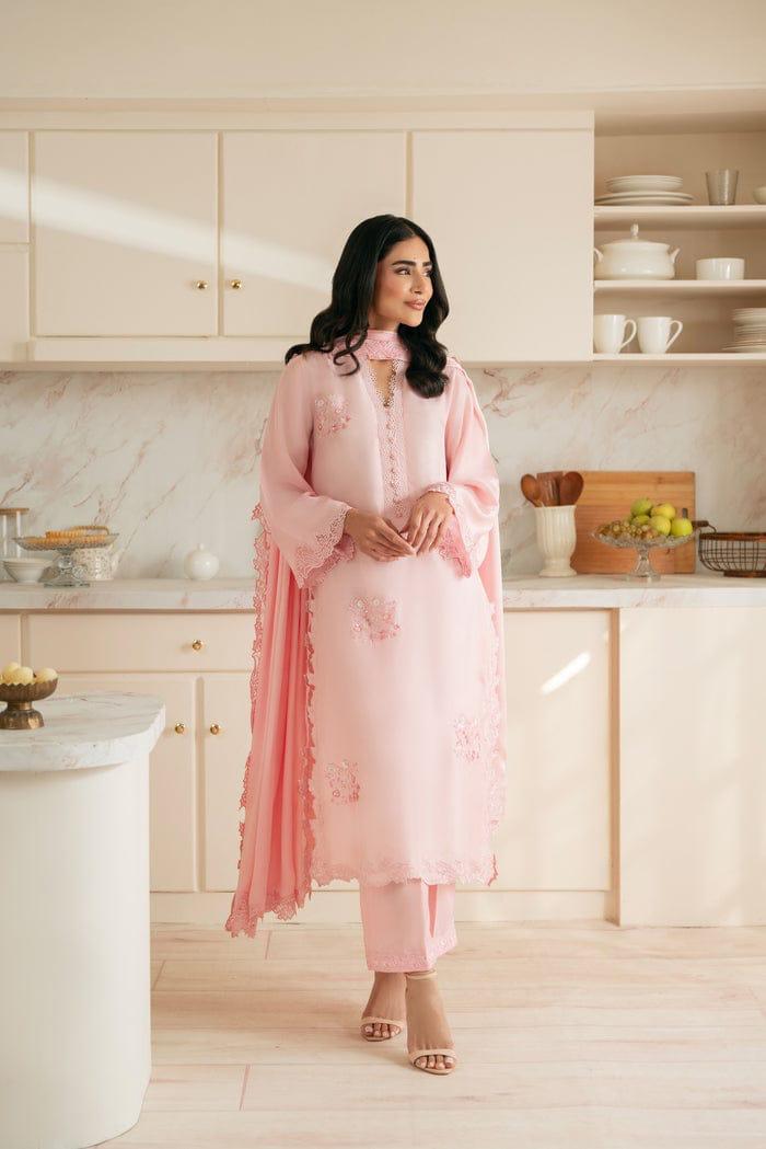 Frosty Pink sleeves with delicate cut work