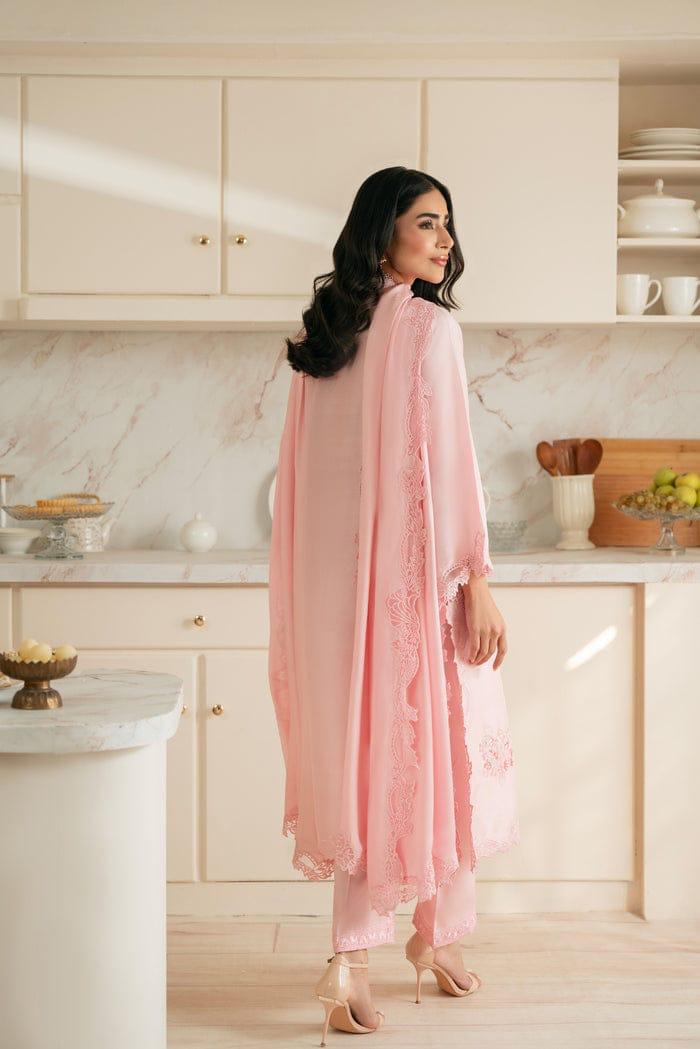 Frosty Pink trouser with cut work detailing