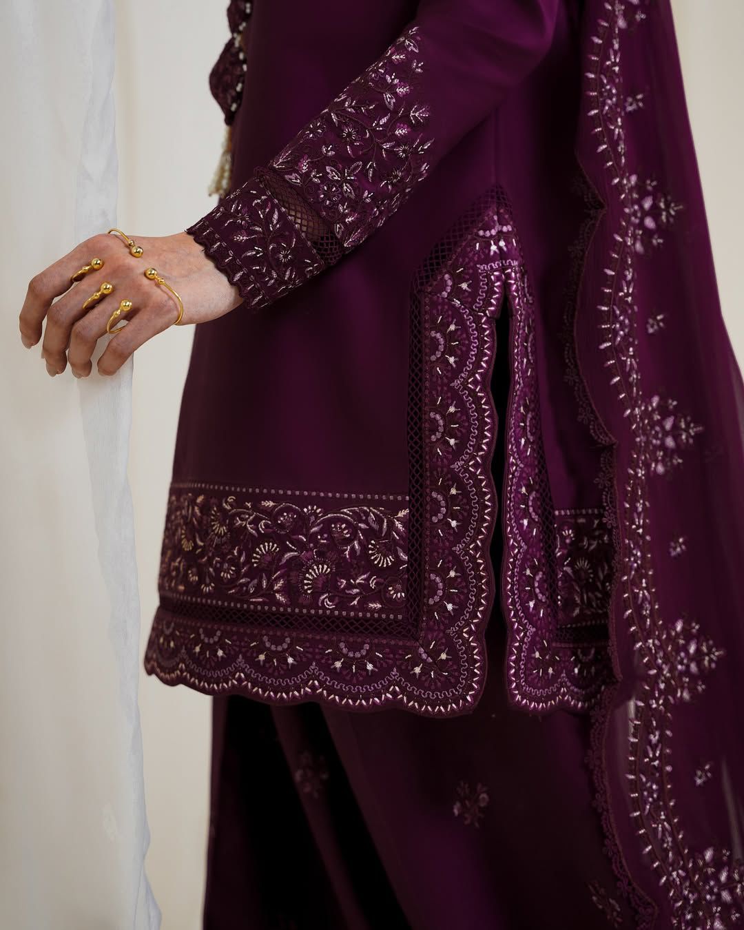 Gulraiz shirt with embroidered daman