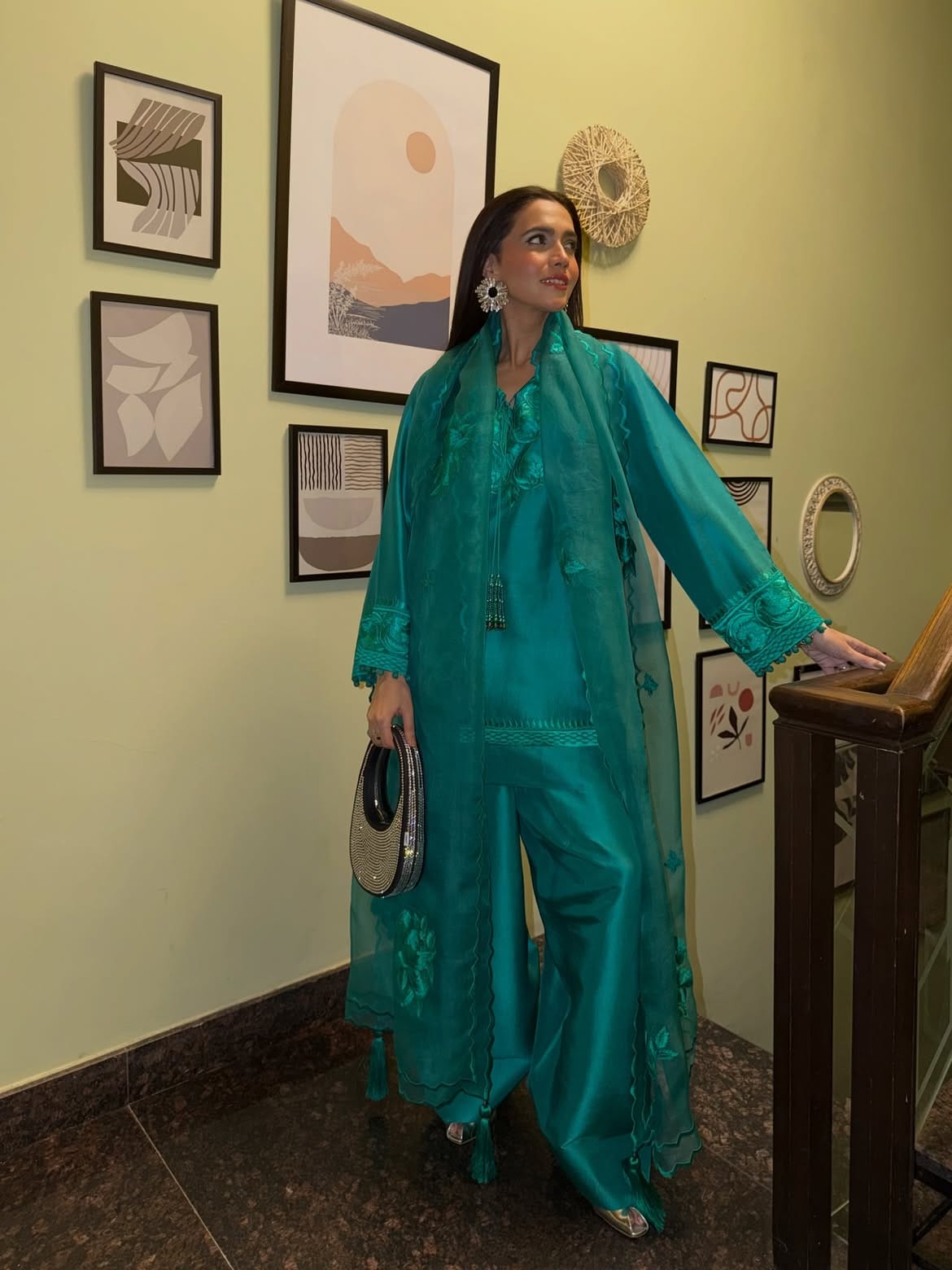 Jade Flora luxurious raw silk embroidered shirt