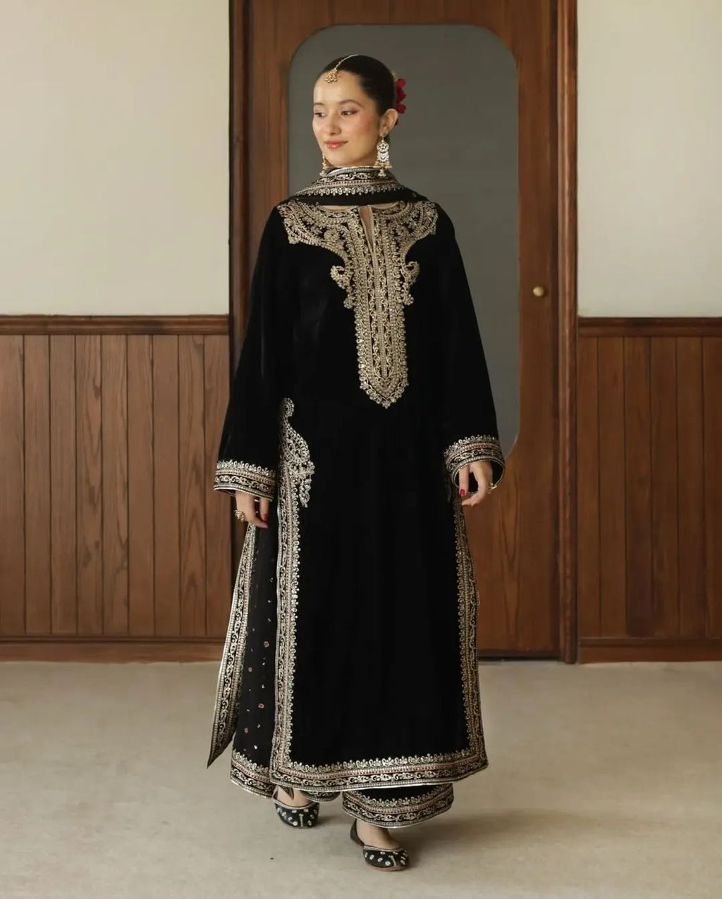 Moon Black luxurious 3 piece embroidered suit