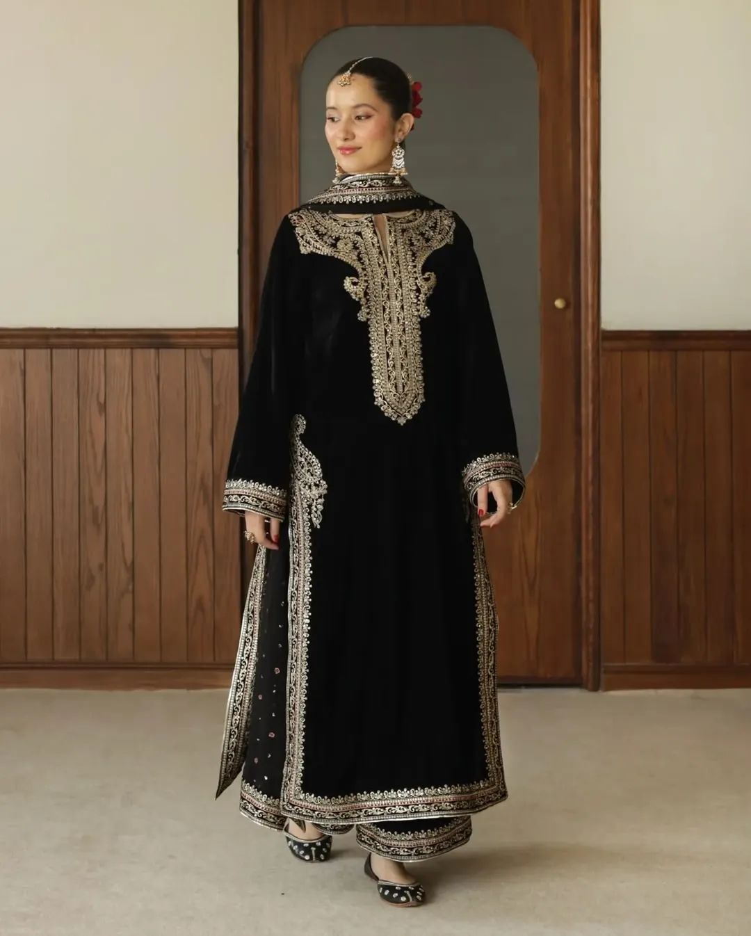 Moon Black luxurious 3 piece embroidered suit