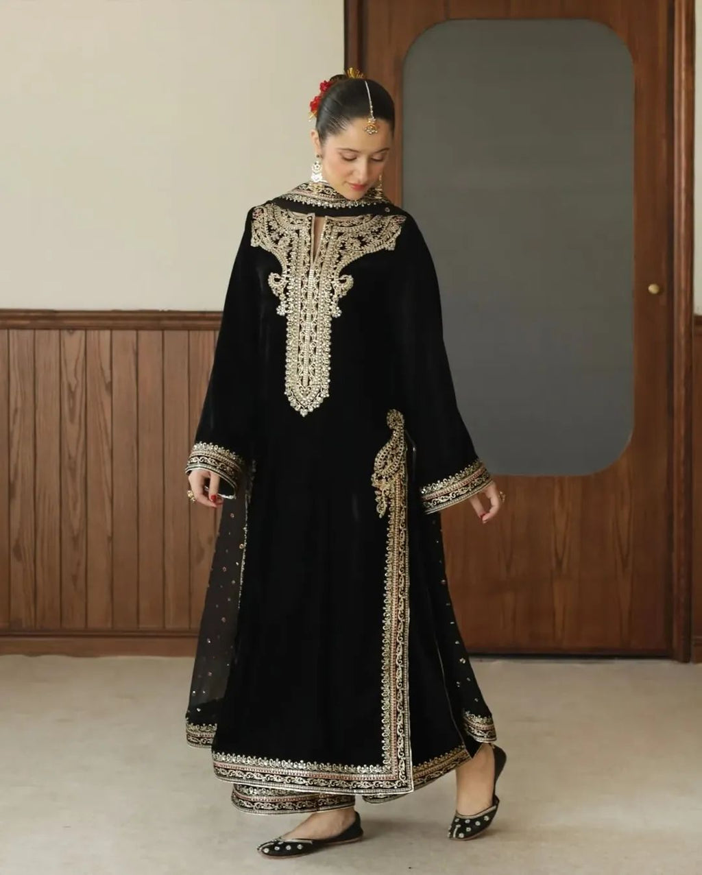 Moon Black black embroidered shirt with tilla work