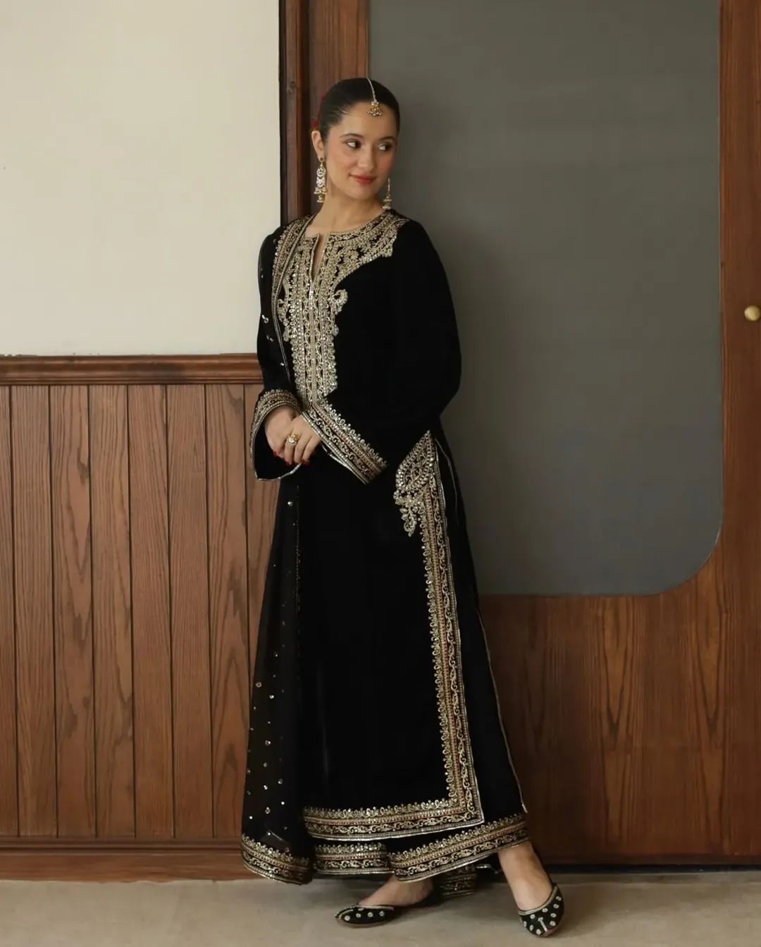 Moon Black embroidered trouser with matching shirt