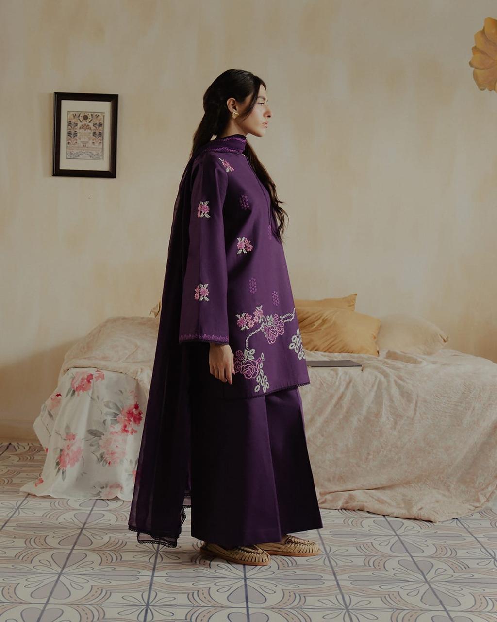 Naqsh short shirt with full front embroidery