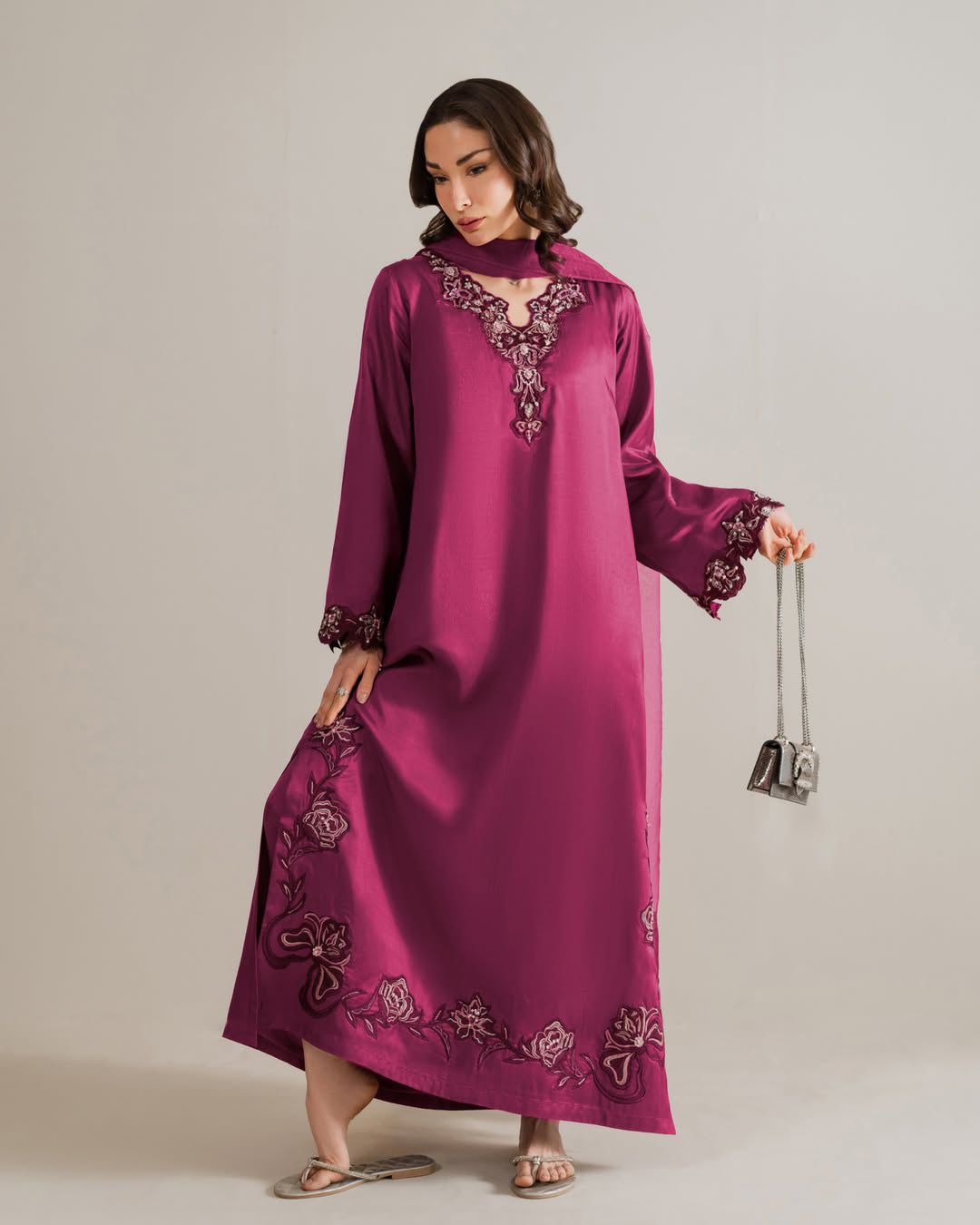 Riwayat intricate embroidery on shirt daman