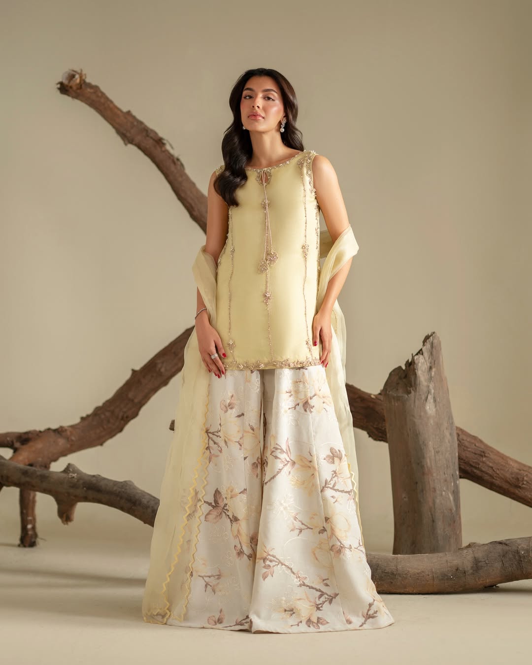 Ryna organza 3 piece embroidered suit