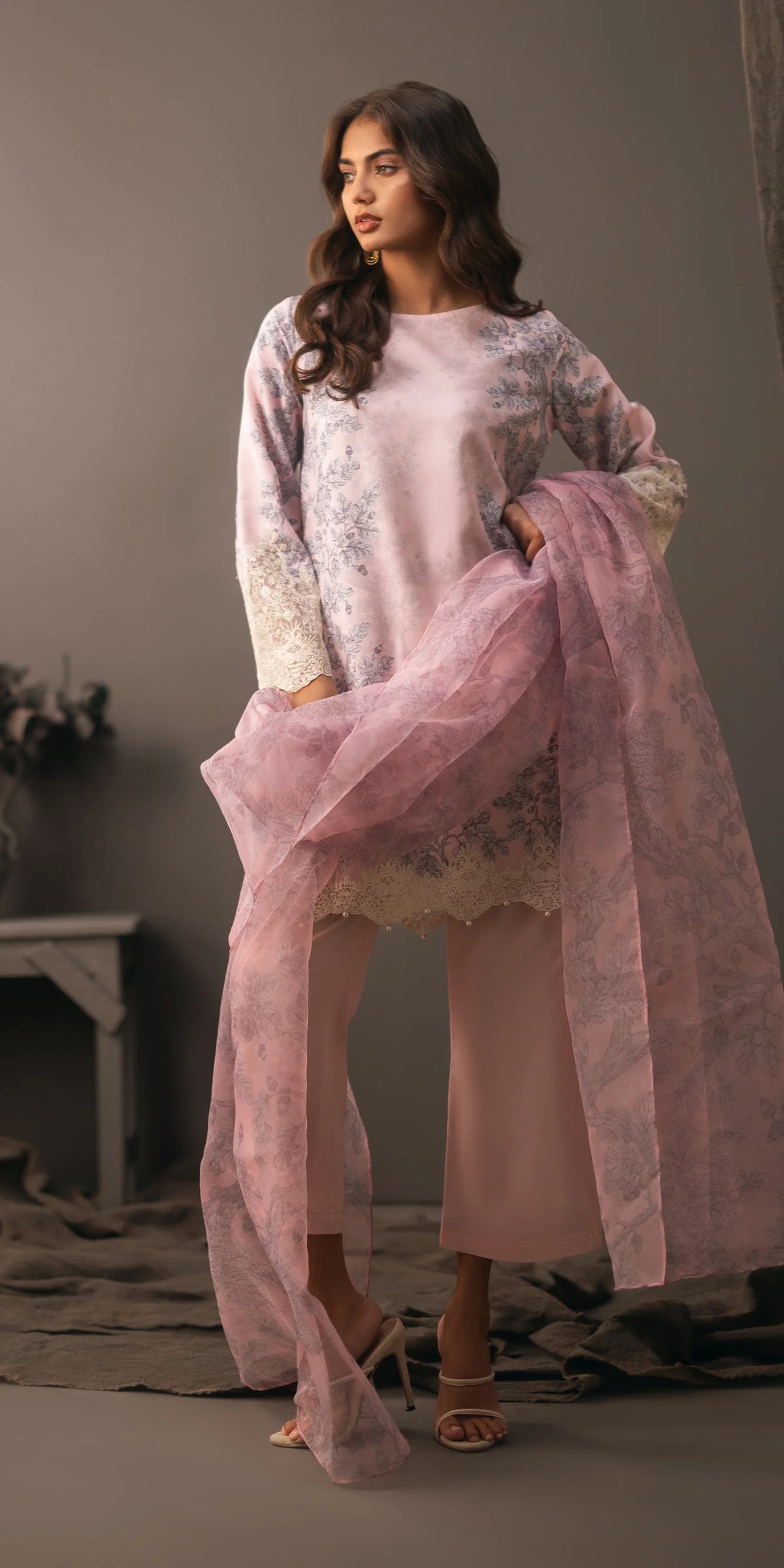 Sabeen pastel lawn embroidered shirt