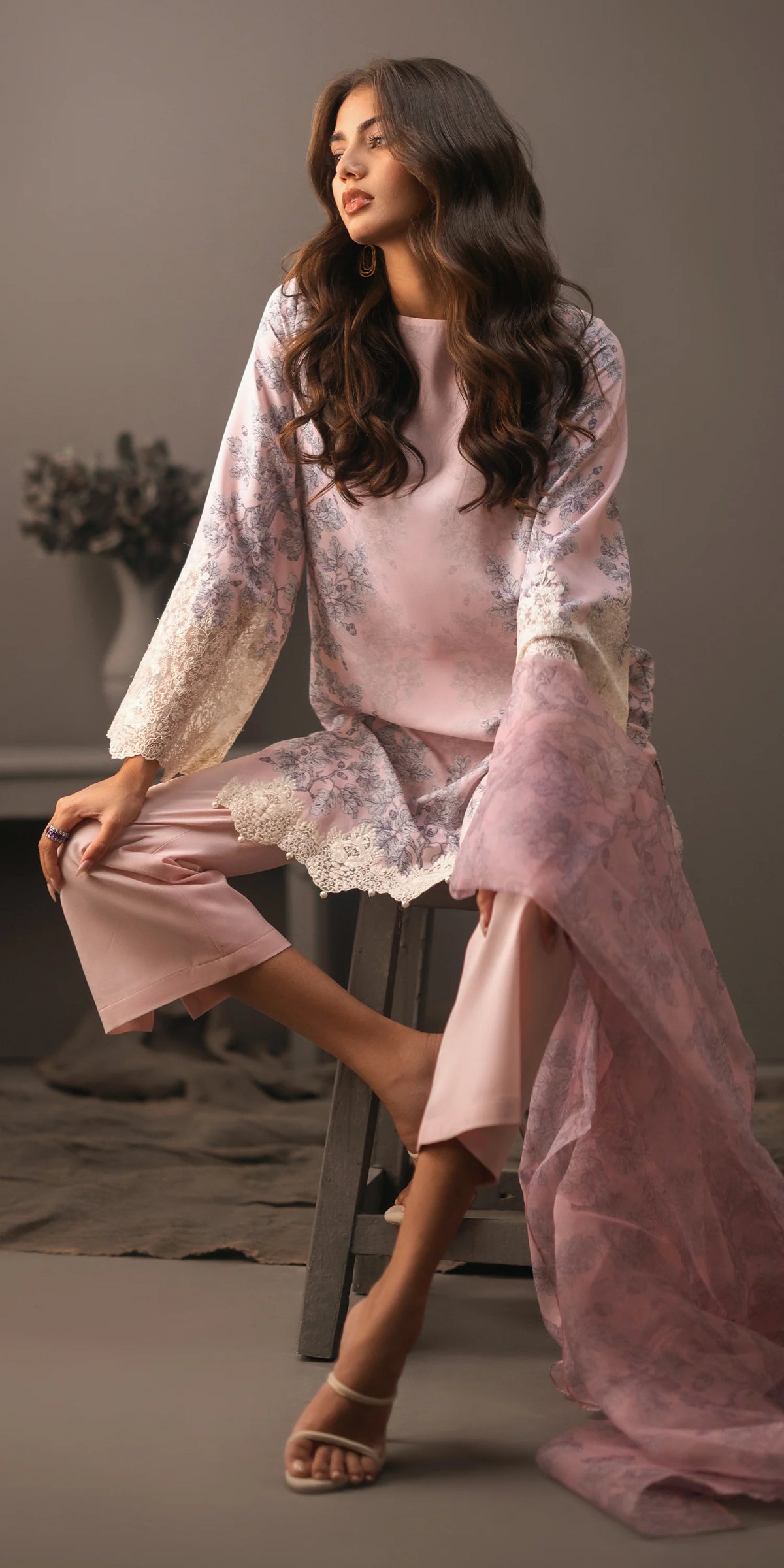 Sabeen embroidered lawn sleeves with patchwork