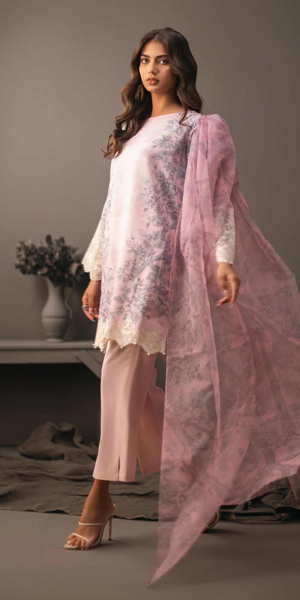 Sabeen pastel lawn shirt with intricate embroidery