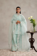 ZQ-12 luxury 3-piece raw silk outfit with intricate embroidery.