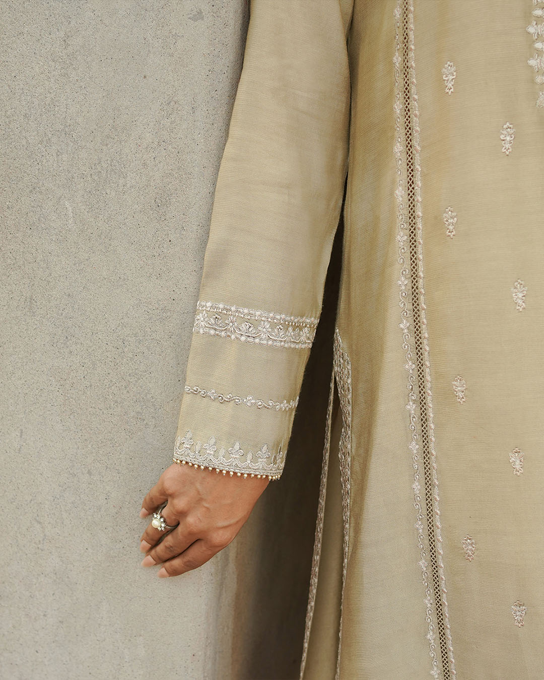 Zanara embroidered lawn shirt with delicate detailing