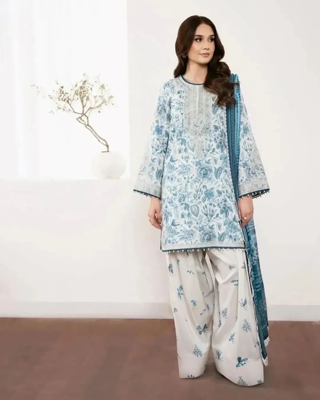 Zareen Printed 3 piece poly lawn suit