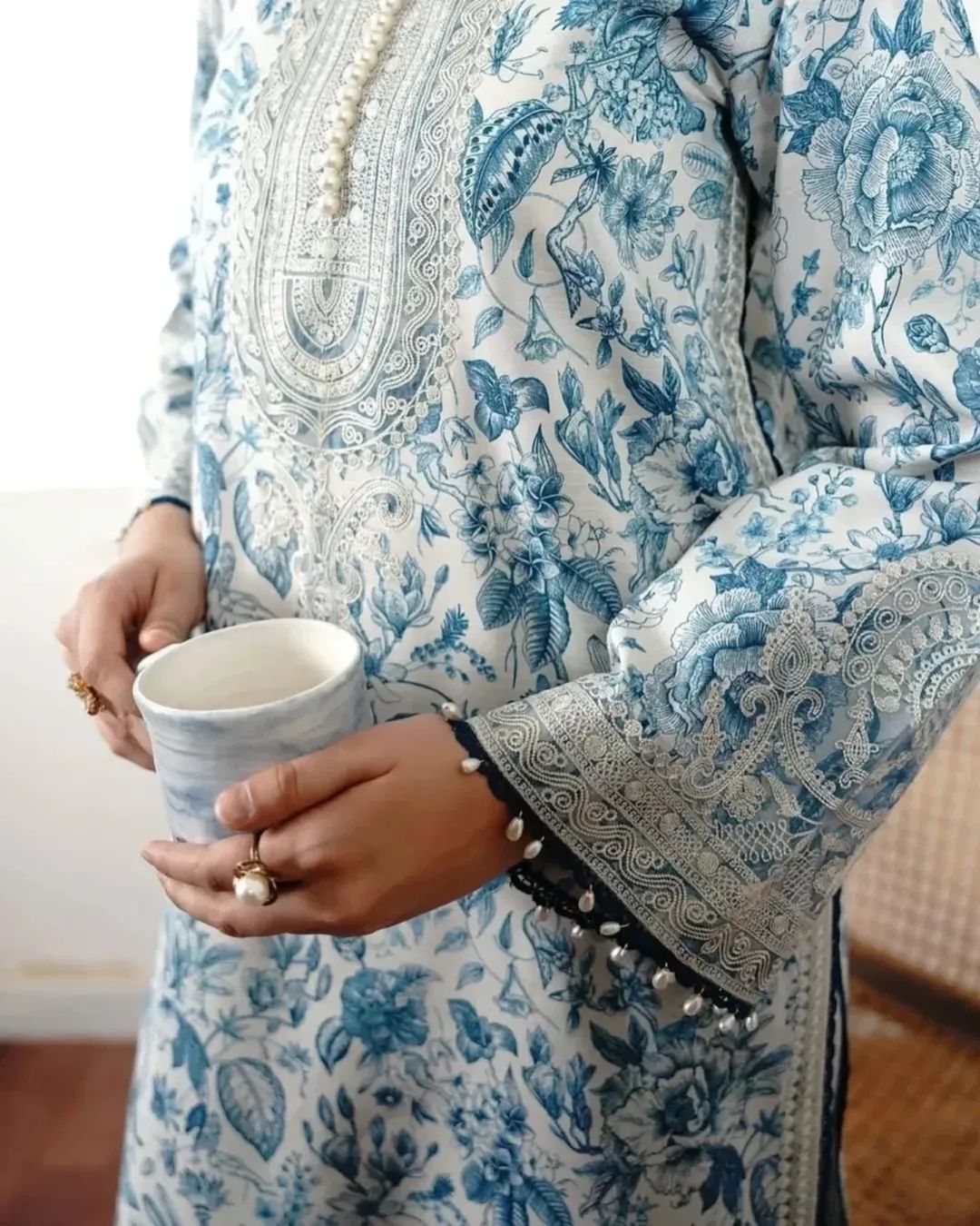 Zareen Printed embroidered lawn shirt front view