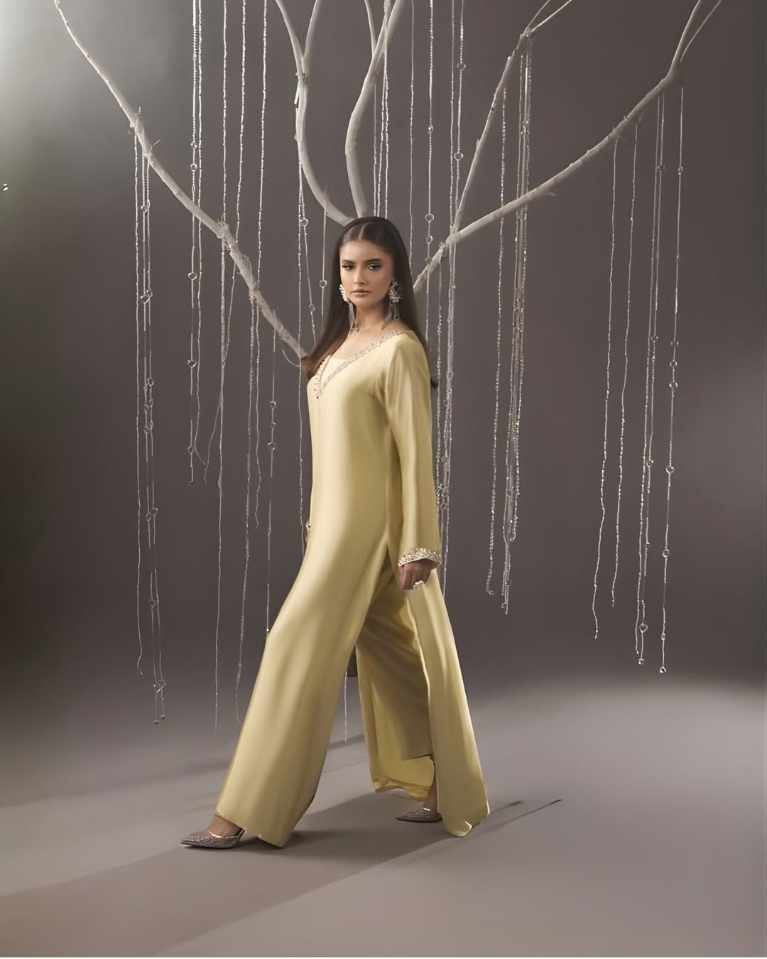 Zarlish silk shirt with handmade neckline work