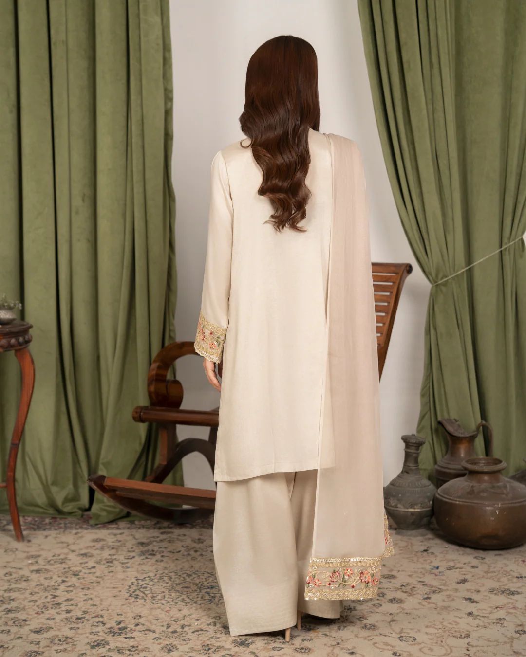 Zarposh delicate sequin work on silk shirt