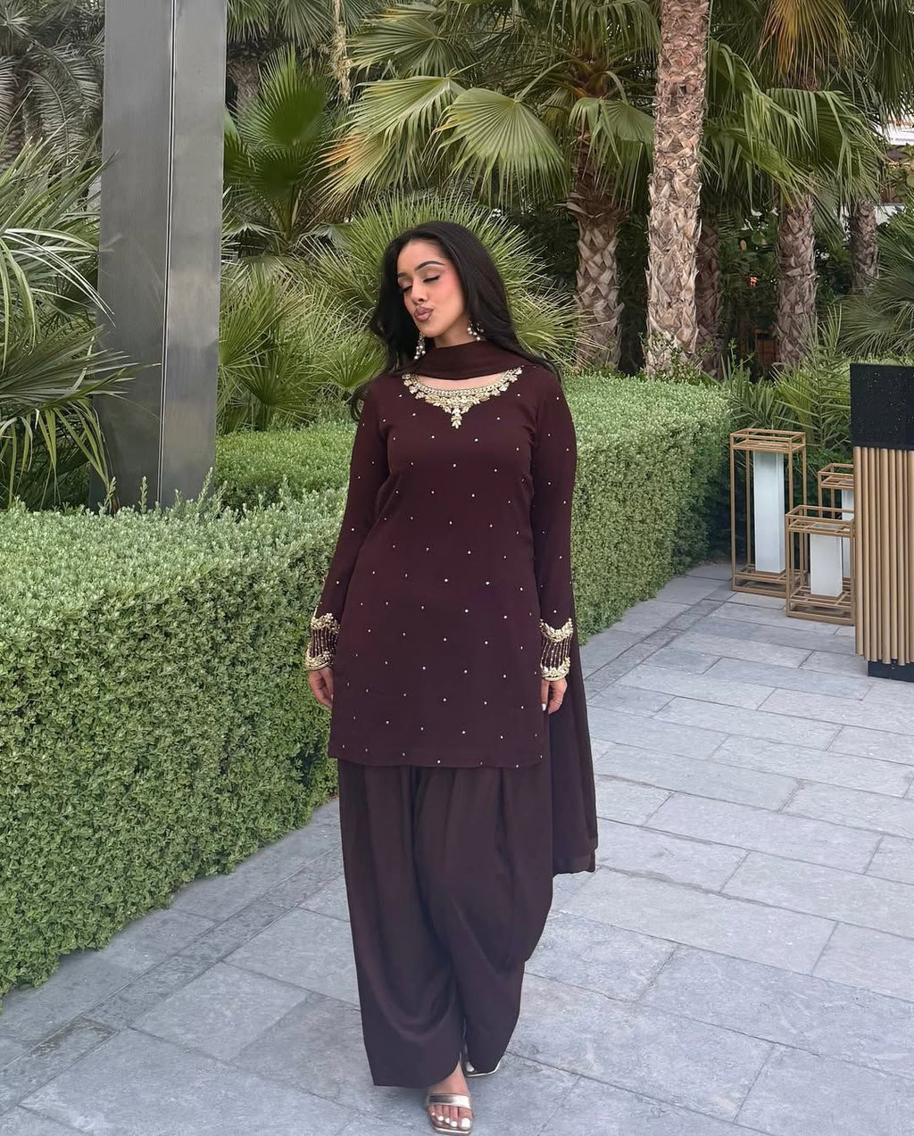 Zeena 3 piece silk embroidered suit