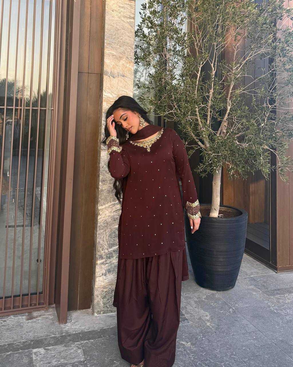 Zeena handmade adda work on neckline