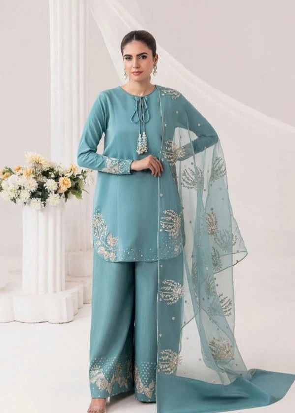Zyrah 3 piece silk embroidered suit