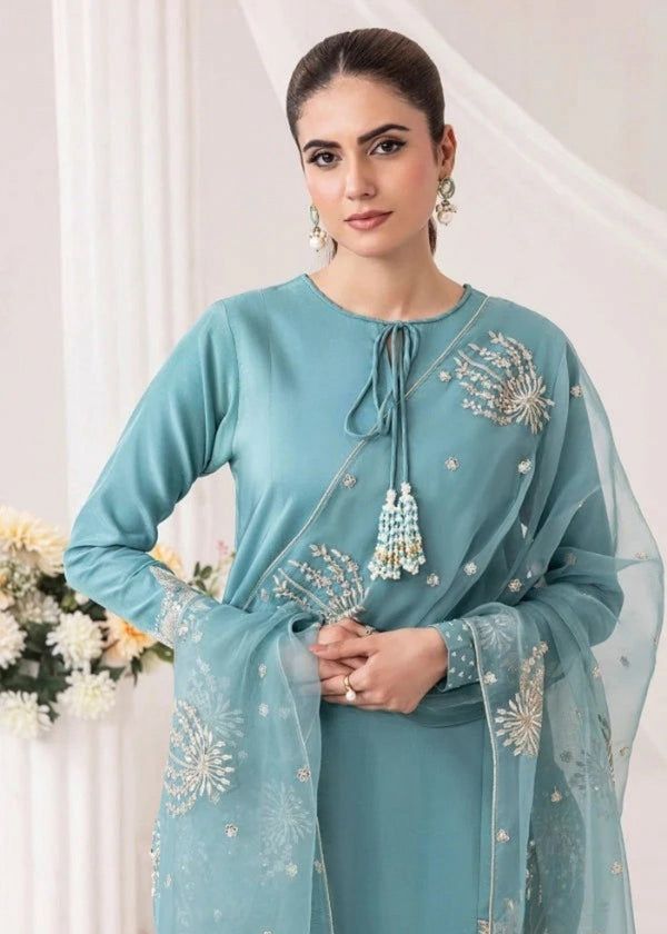 Zyrah silk shirt with sequin embellished daman