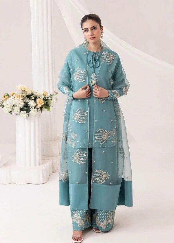 Zyrah embroidered shirt with sequin sleeve detailing